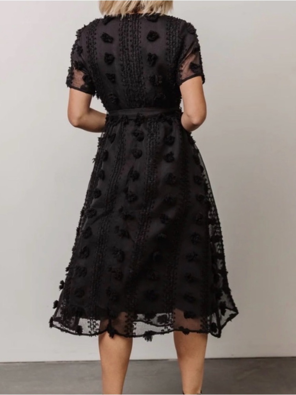 Baltic Born Darbi Floral Dot Midi Dress Black Small Sheer Romantic Cottagecore - Picture 3 of 15